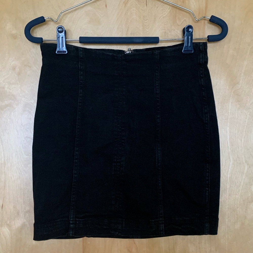 Free People Black Denim Skirt